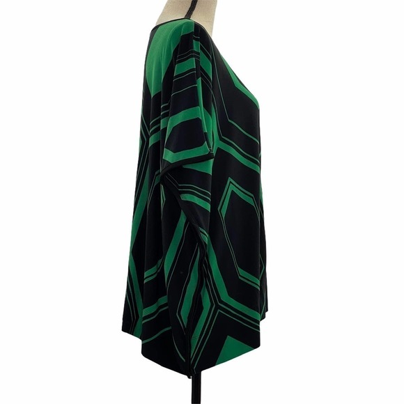 COCOMO Boxy Keyhole Poncho Black Green Blouse S - Picture 5 of 9